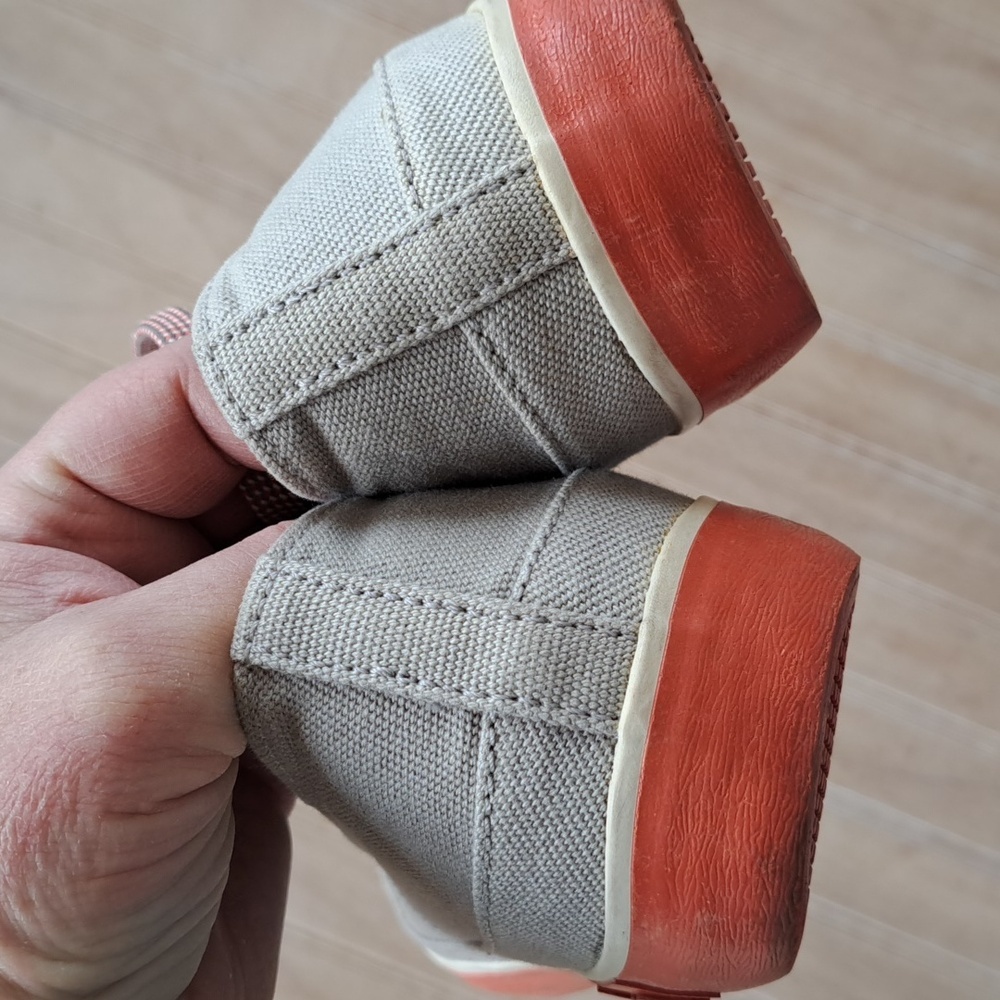 FitFlop Canvas Lace-Up Style 184-068 Gray/Coral Comfy Causal Sneakers - Picture 6 of 11